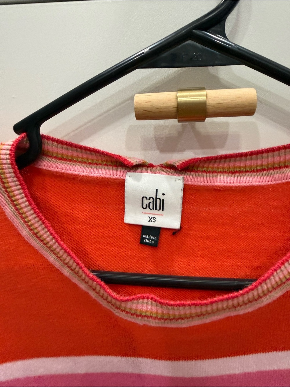 CAbi Colorblock Scoopneck Sweater in Orange, Pink & Cream